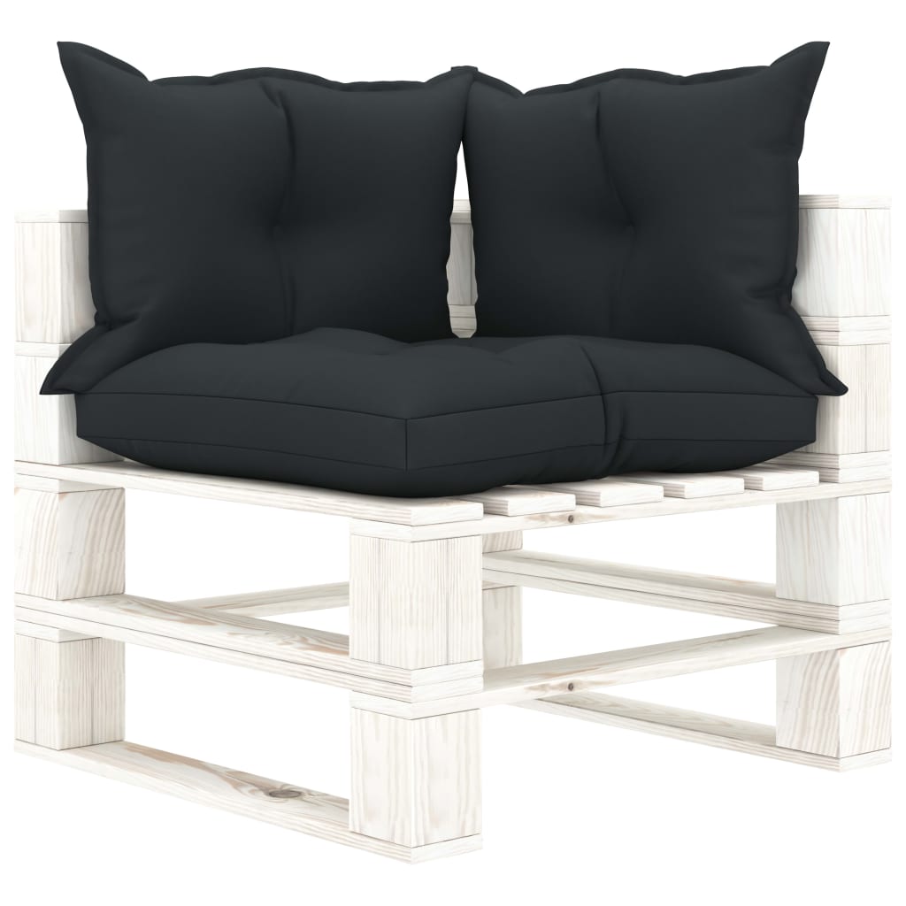 Garten-Palettensofa 3-Sitzer mit Anthrazit-Kissen Holz