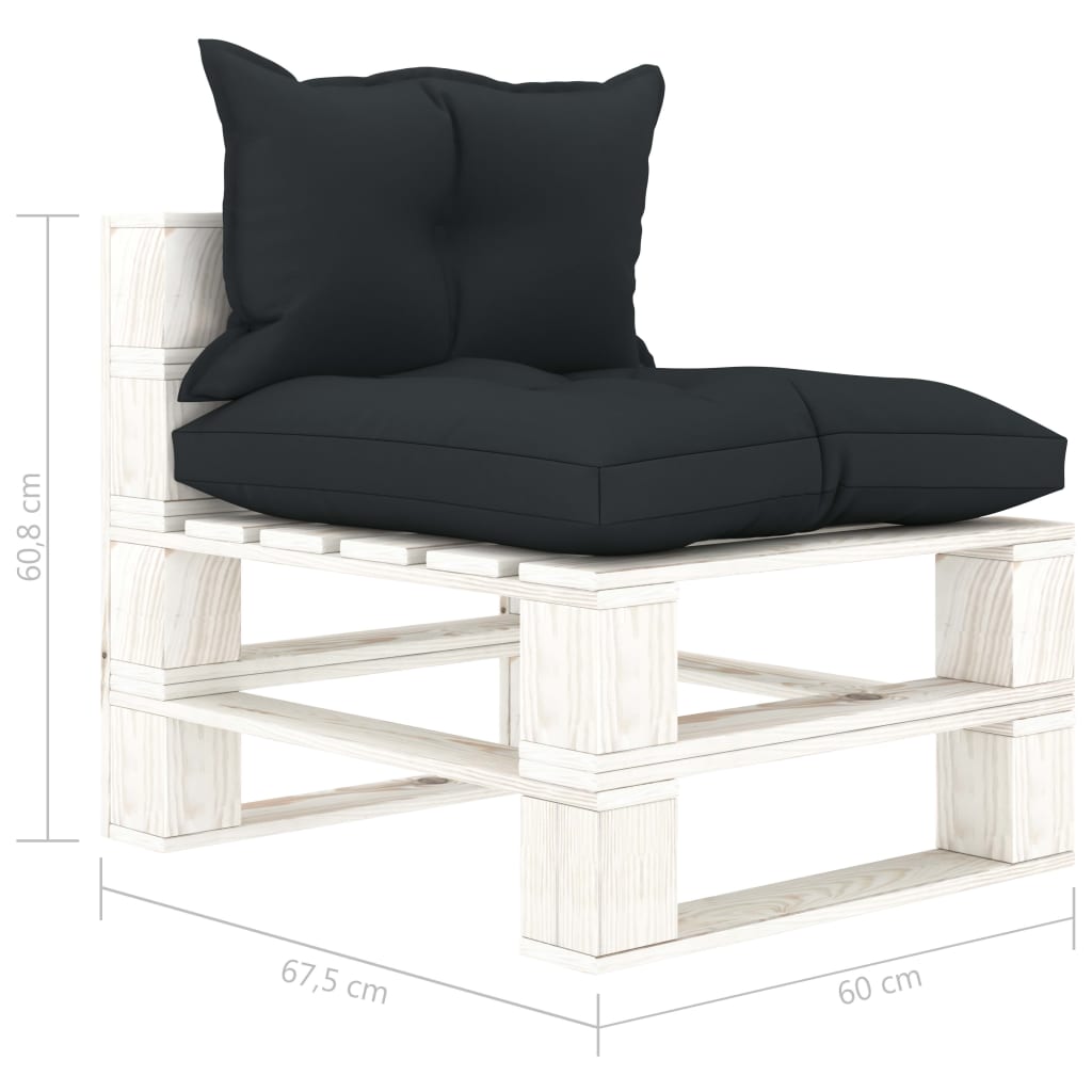 Garten-Palettensofa 4-Sitzer mit Anthrazit-Kissen Holz