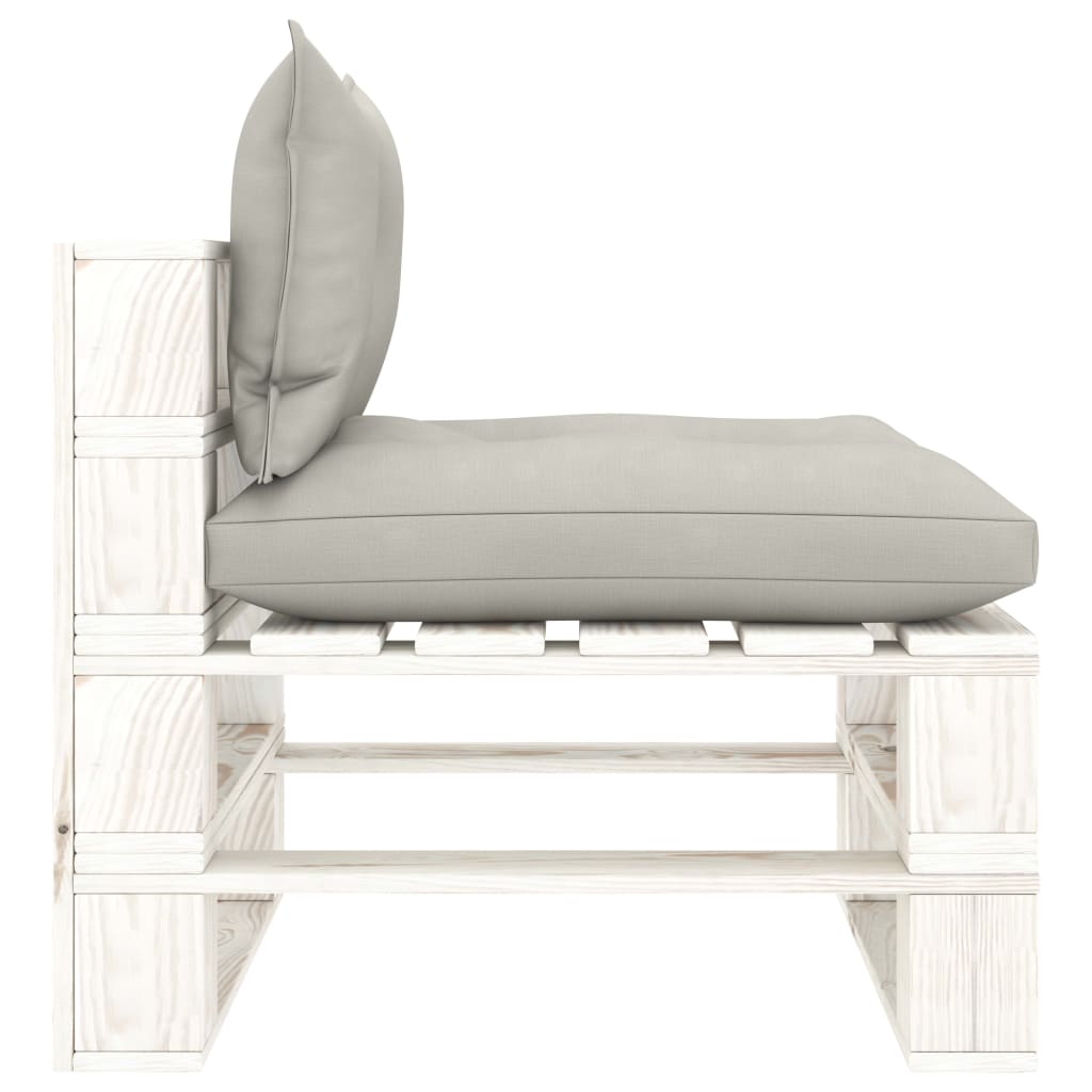 Garten-Paletten-Mittelsofa mit Taupe-Kissen Holz