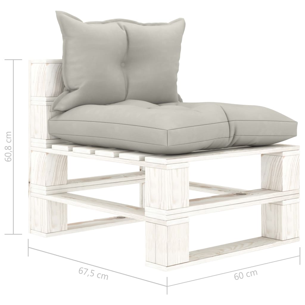 Garten-Paletten-Mittelsofa mit Taupe-Kissen Holz