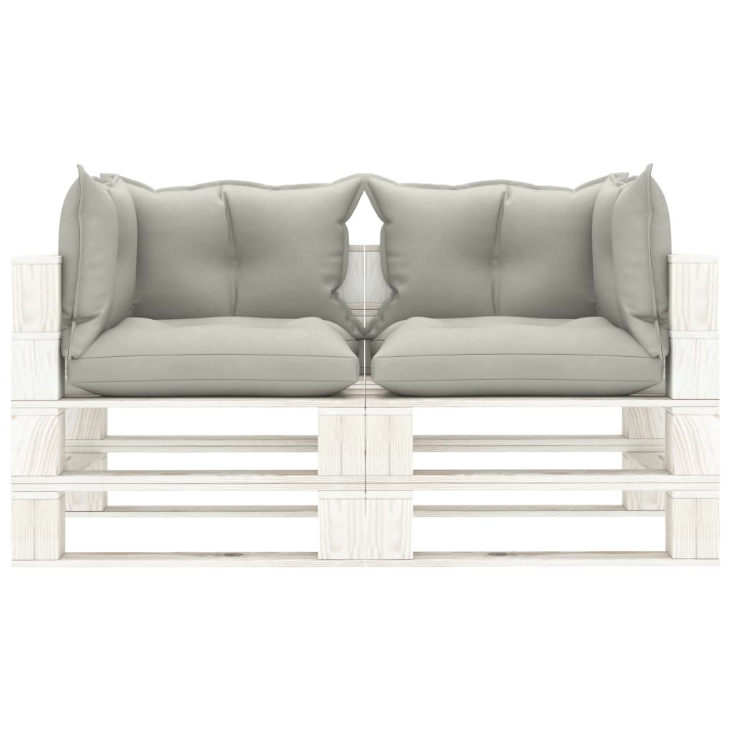 Garten-Palettensofa 2-Sitzer mit Taupe-Kissen Holz