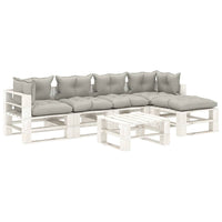 Thumbnail for 6-tlg. Garten-Lounge-Set Paletten mit Kissen in Taupe Holz