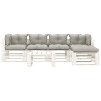 Thumbnail for 6-tlg. Garten-Lounge-Set Paletten mit Kissen in Taupe Holz