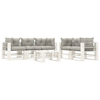 Thumbnail for 6-tlg. Garten-Lounge-Set Paletten mit Kissen in Taupe Holz
