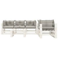 Thumbnail for 6-tlg. Garten-Lounge-Set Paletten mit Kissen in Taupe Holz