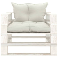 Thumbnail for Garten-Palettensofa mit Beigen Kissen Holz