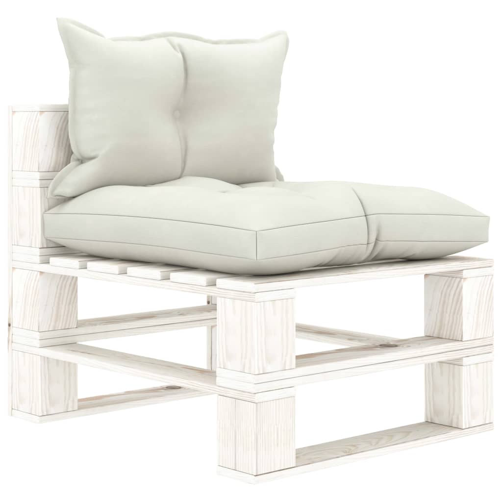Garten-Paletten-Mittelsofa mit Beigen Kissen Holz
