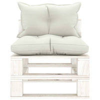 Thumbnail for Garten-Paletten-Mittelsofa mit Beigen Kissen Holz