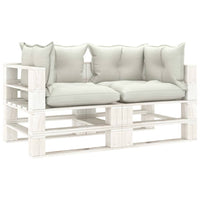 Thumbnail for Garten-Palettensofa 2-Sitzer mit Beigen Kissen Holz