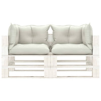 Thumbnail for Garten-Palettensofa 2-Sitzer mit Beigen Kissen Holz