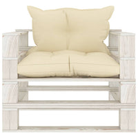 Thumbnail for Garten-Palettensofa mit Creme-Kissen Holz