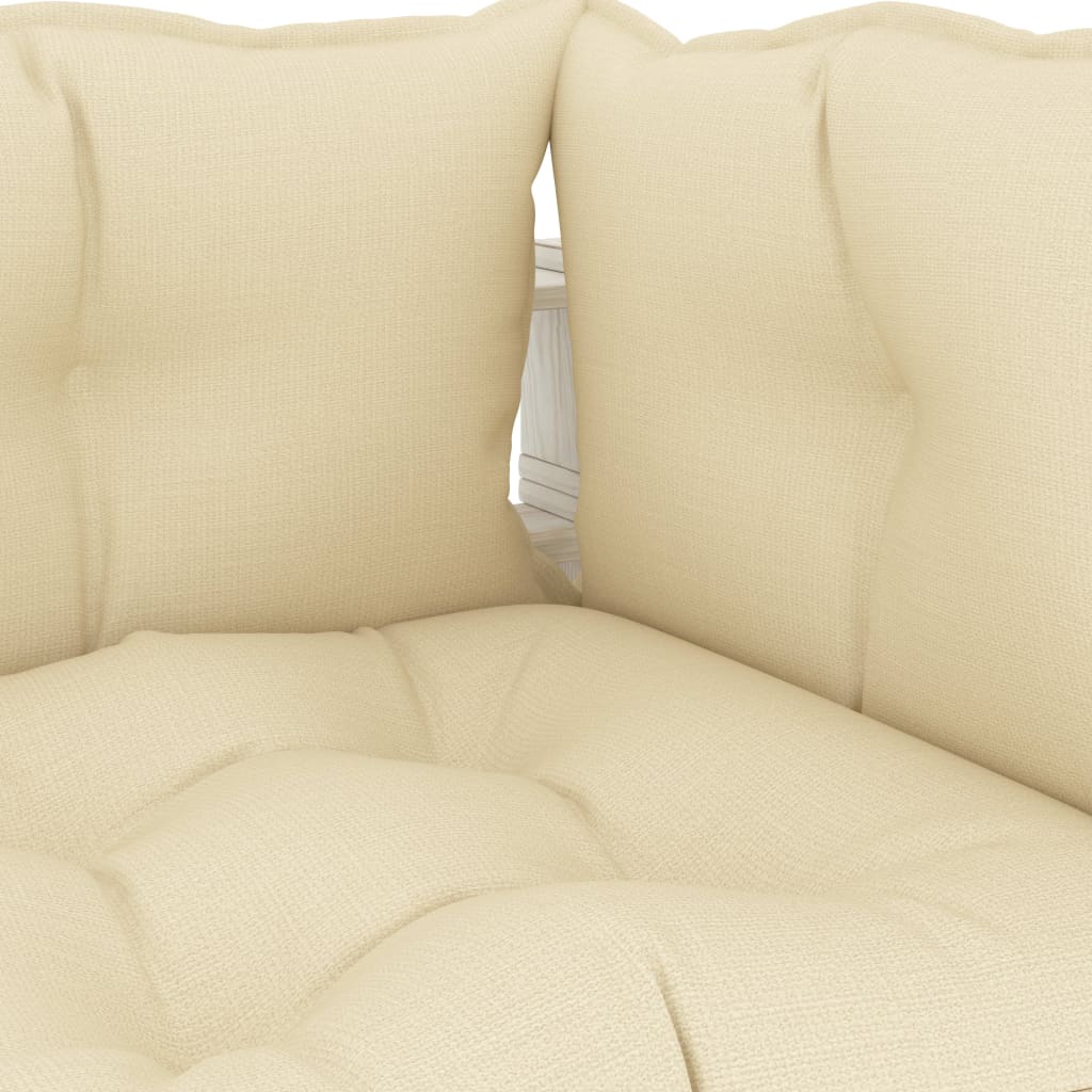 Garten-Paletten-Ecksofa mit Creme-Kissen Holz