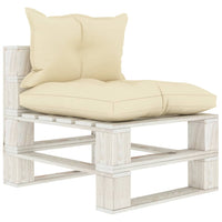 Thumbnail for Garten-Paletten-Mittelsofa mit Creme-Kissen Holz