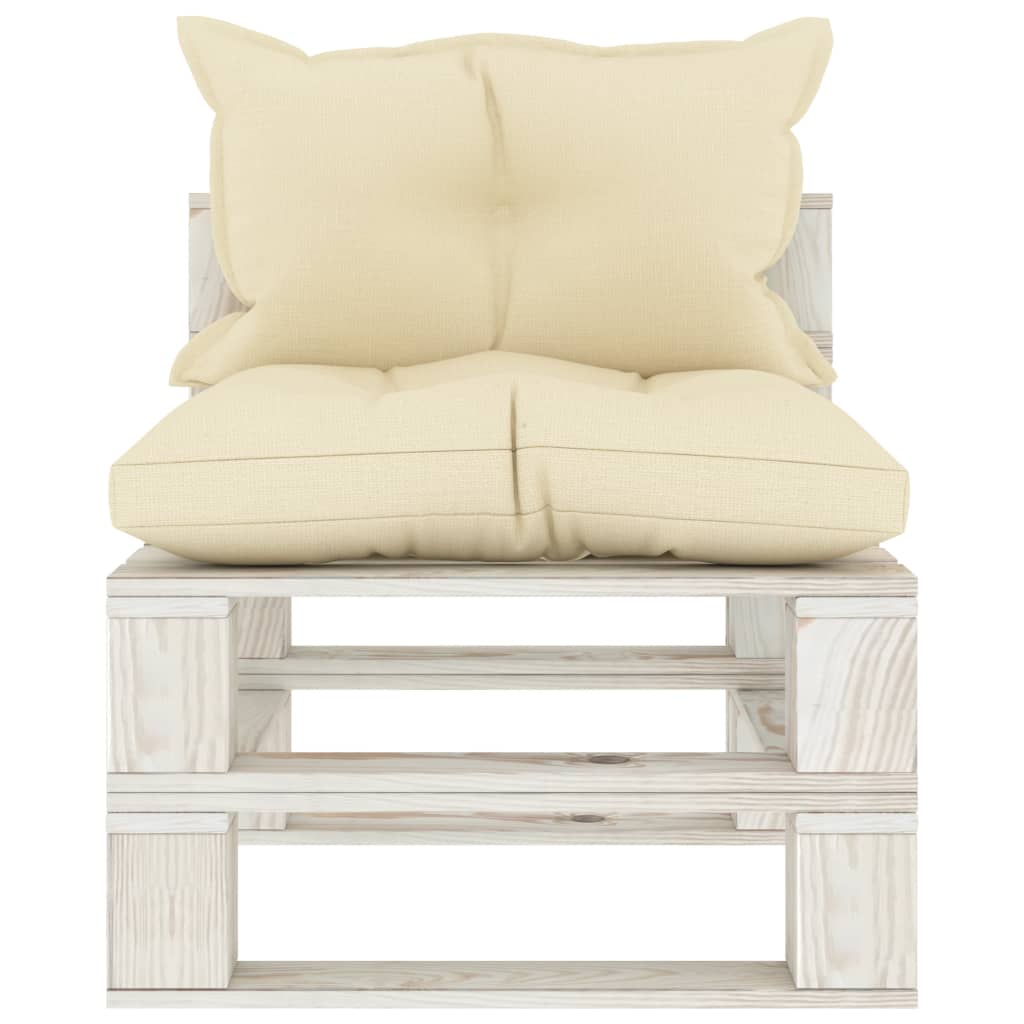 Garten-Paletten-Mittelsofa mit Creme-Kissen Holz