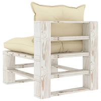 Thumbnail for Garten-Paletten-Mittelsofa mit Creme-Kissen Holz