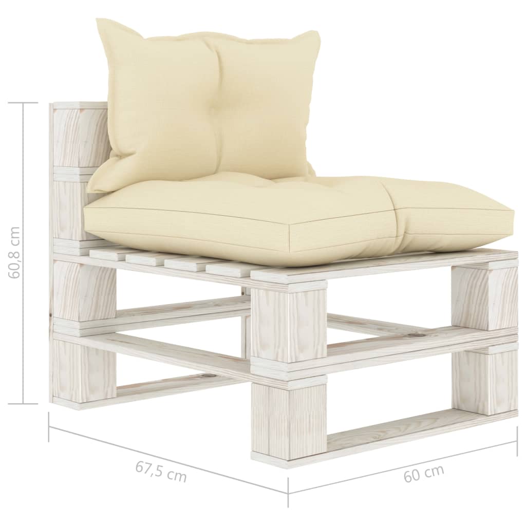 Garten-Paletten-Mittelsofa mit Creme-Kissen Holz