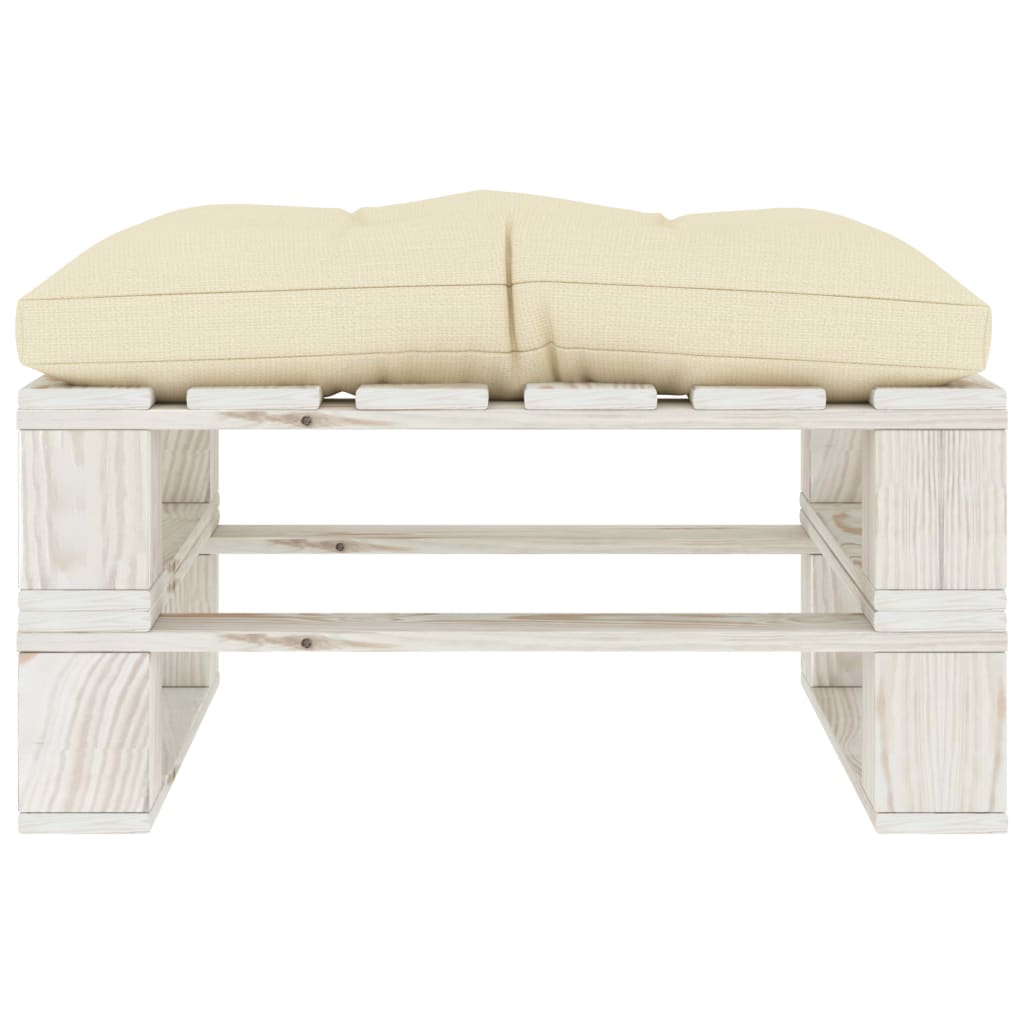 vidaXL Garten-Palettenhocker mit Creme-Kissen Holz