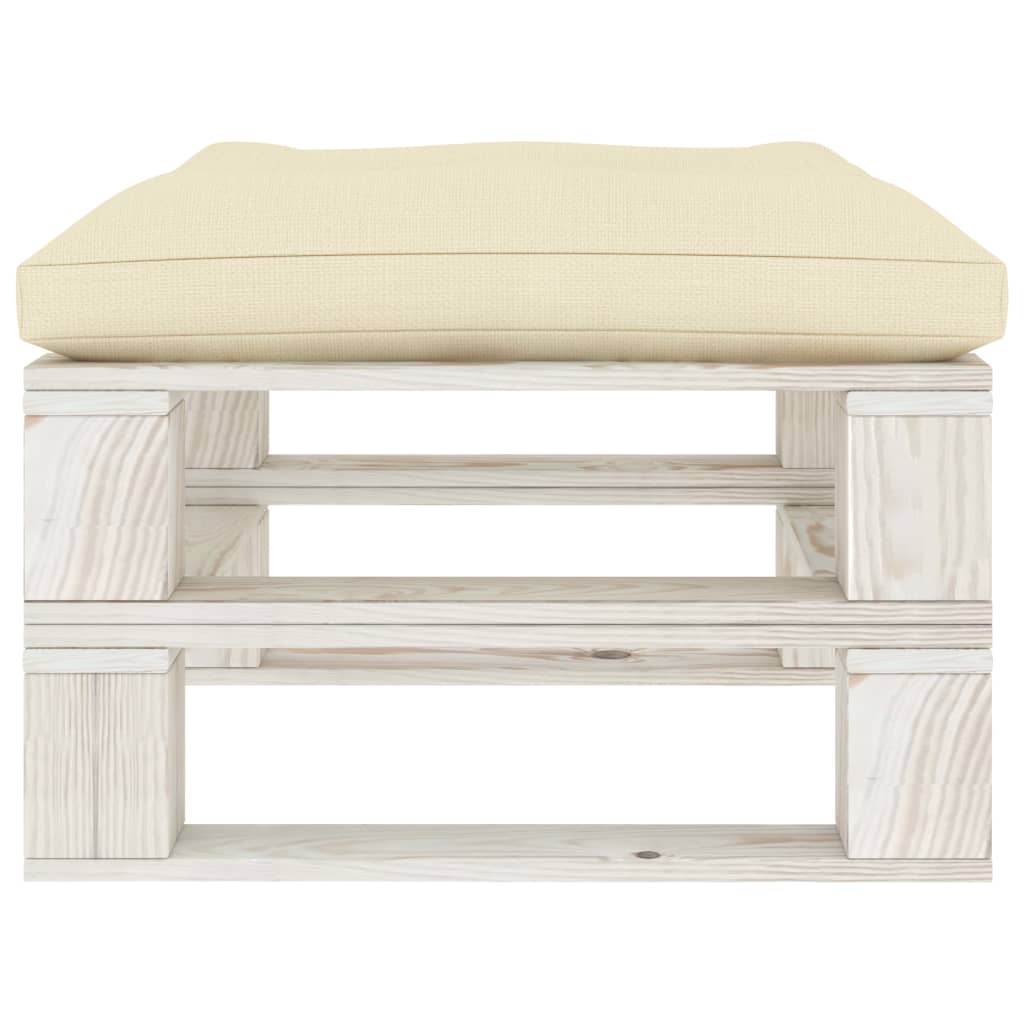 vidaXL Garten-Palettenhocker mit Creme-Kissen Holz
