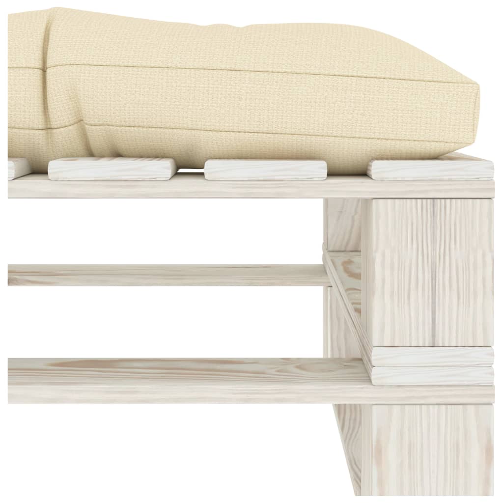 vidaXL Garten-Palettenhocker mit Creme-Kissen Holz