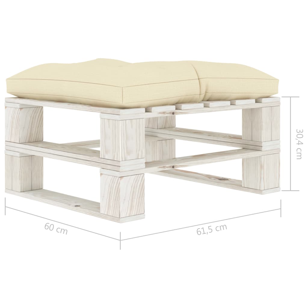 vidaXL Garten-Palettenhocker mit Creme-Kissen Holz