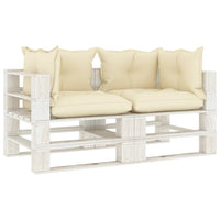 Thumbnail for Garten-Palettensofa 2-Sitzer mit Creme-Kissen Holz