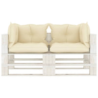 Thumbnail for Garten-Palettensofa 2-Sitzer mit Creme-Kissen Holz