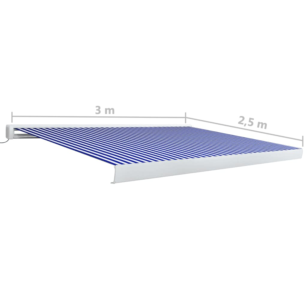 Motorisierte Kassetten-Markise 300x250 cm Blau und Weiß
