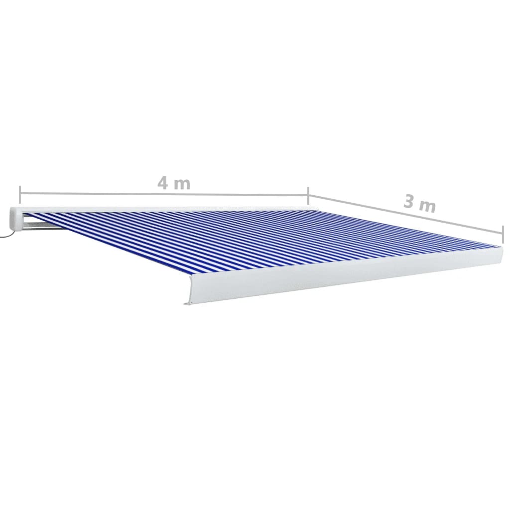 Motorisierte Kassetten-Markise 400x300 cm Blau und Weiß