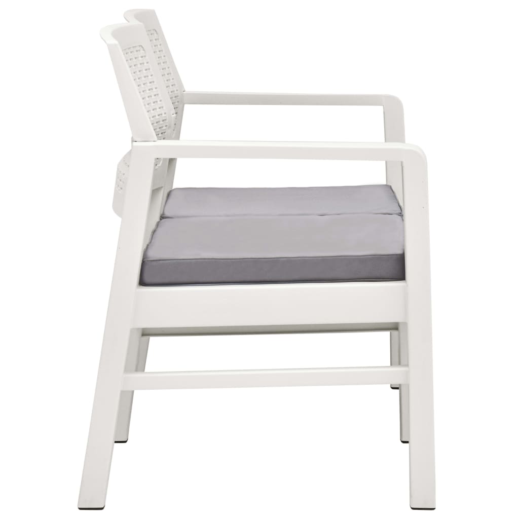 Garten-Lounge-Set mit Auflagen 4-tlg. Kunststoff Weiß