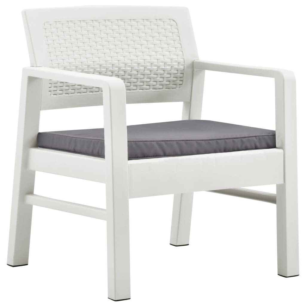 Garten-Lounge-Set mit Auflagen 4-tlg. Kunststoff Weiß