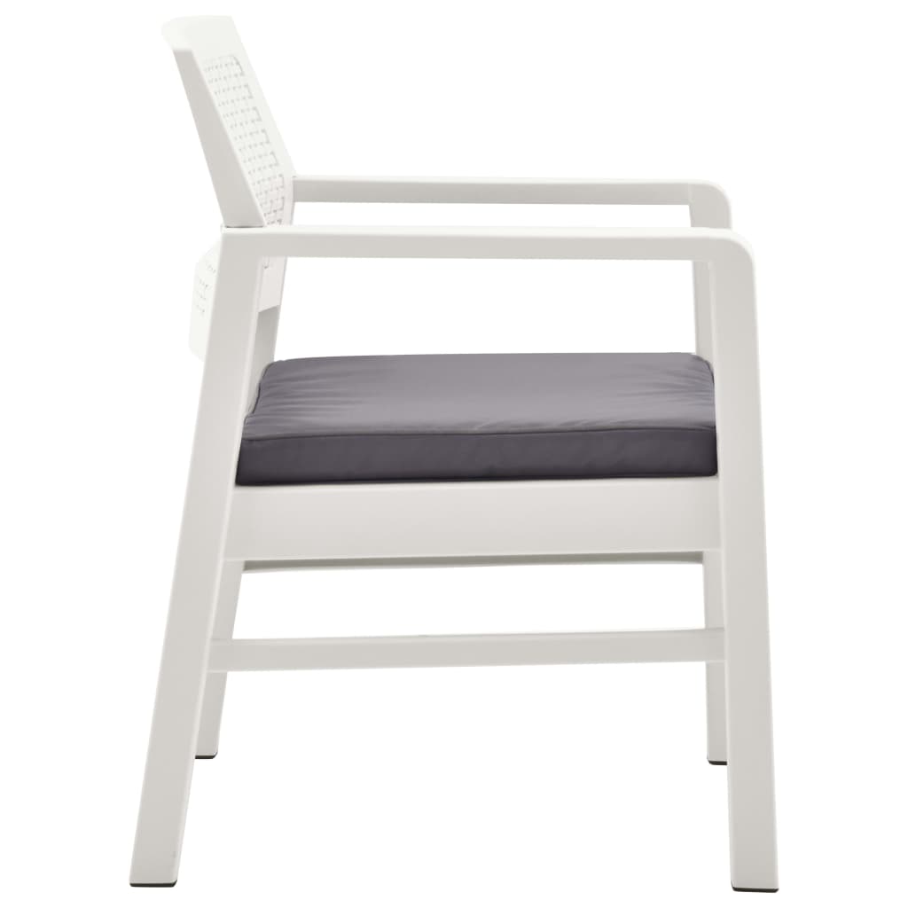 Garten-Lounge-Set mit Auflagen 4-tlg. Kunststoff Weiß