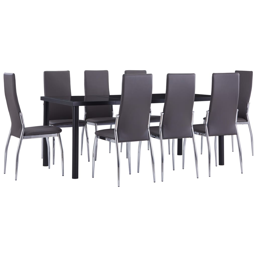 9-tlg. Essgruppe Kunstleder Grau