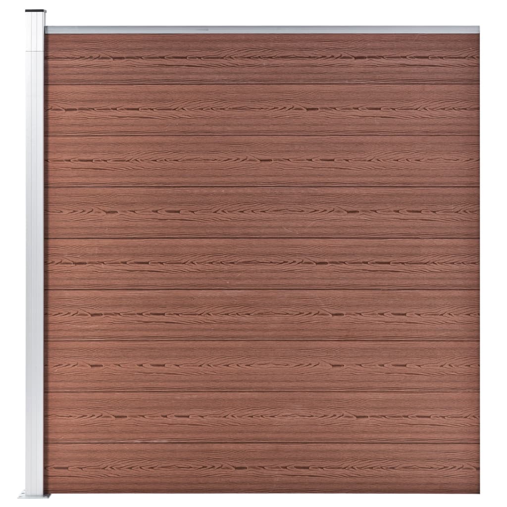 WPC Zaun-Set 4 Quadrate + 1 Schräge 792x186 cm Braun