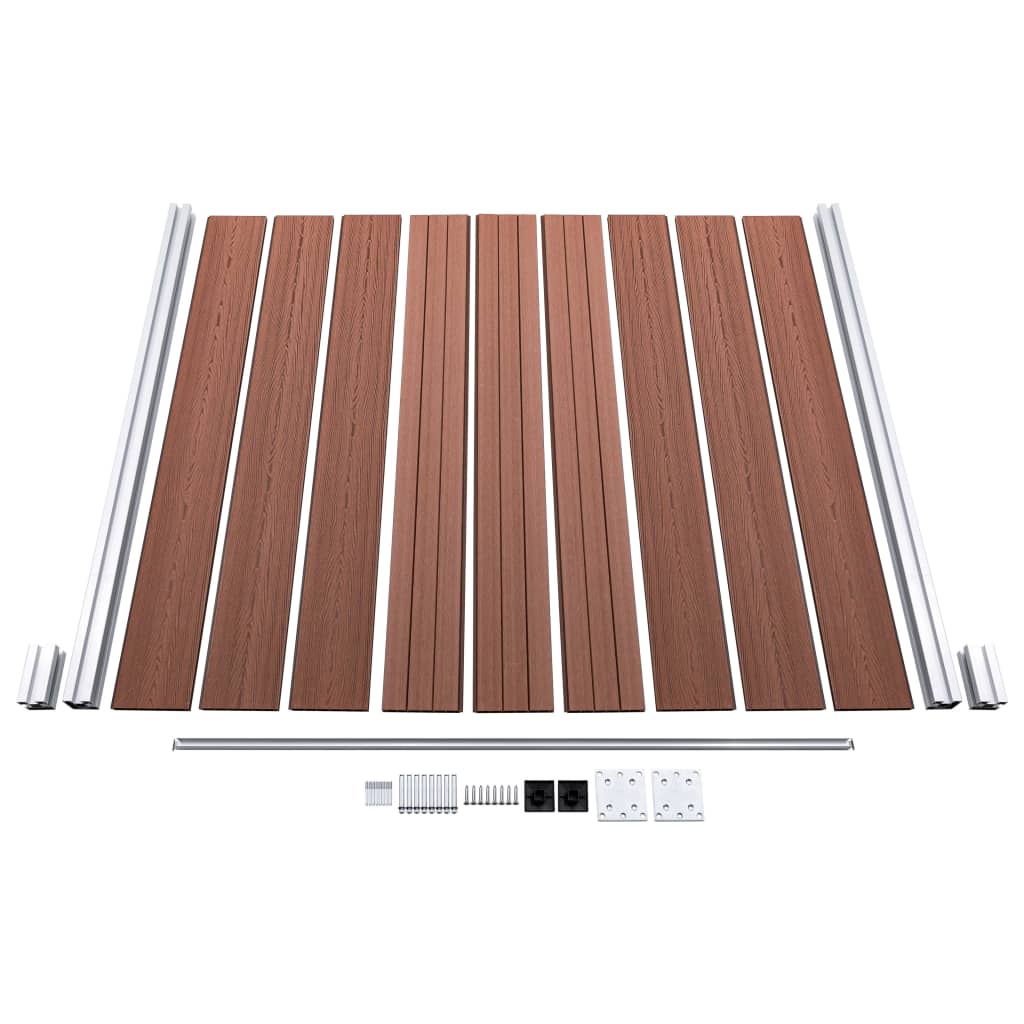 WPC Zaun-Set 4 Quadrate + 1 Schräge 792x186 cm Braun