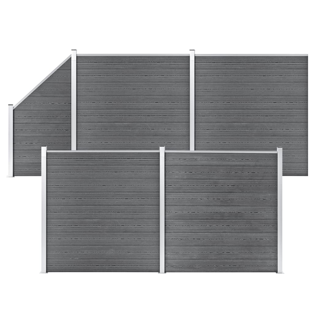 WPC Zaun-Set 4 Quadrate + 1 Schräge 792x186 cm Grau