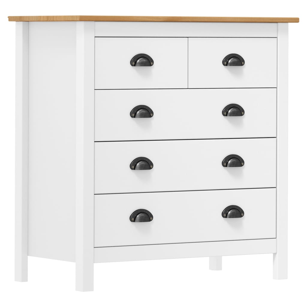 Sideboard Hill Weiß 79x40x80 cm Massivholz Kiefer