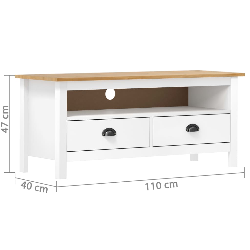 TV-Schrank Hill Range Weiß 110x40x47 cm Kiefer Massivholz