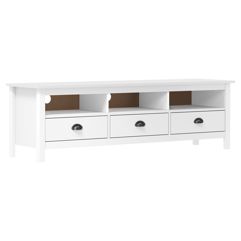 TV-Schrank Hill Range Weiß 158×40×47 cm Kiefer Massivholz