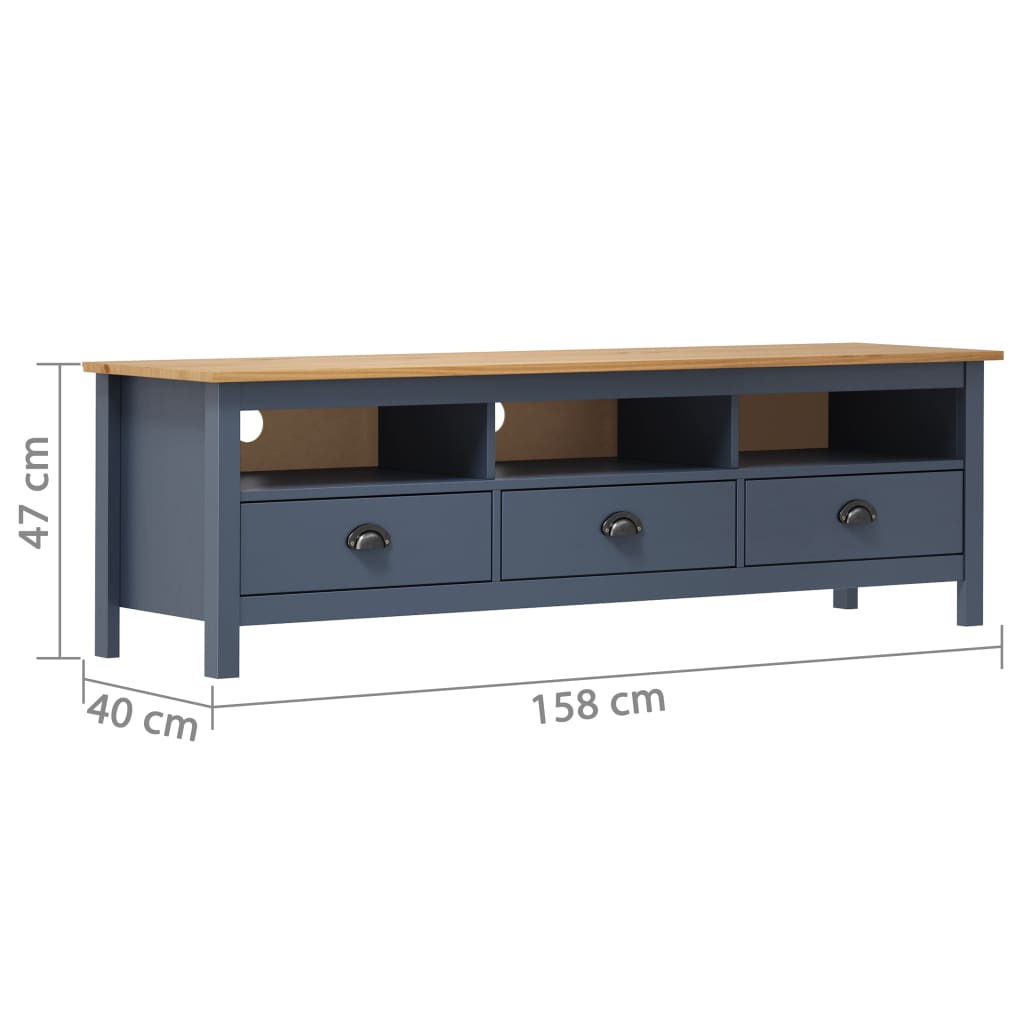 TV-Schrank Hill Range Grau 158×40×47 cm Kiefern-Massivholz
