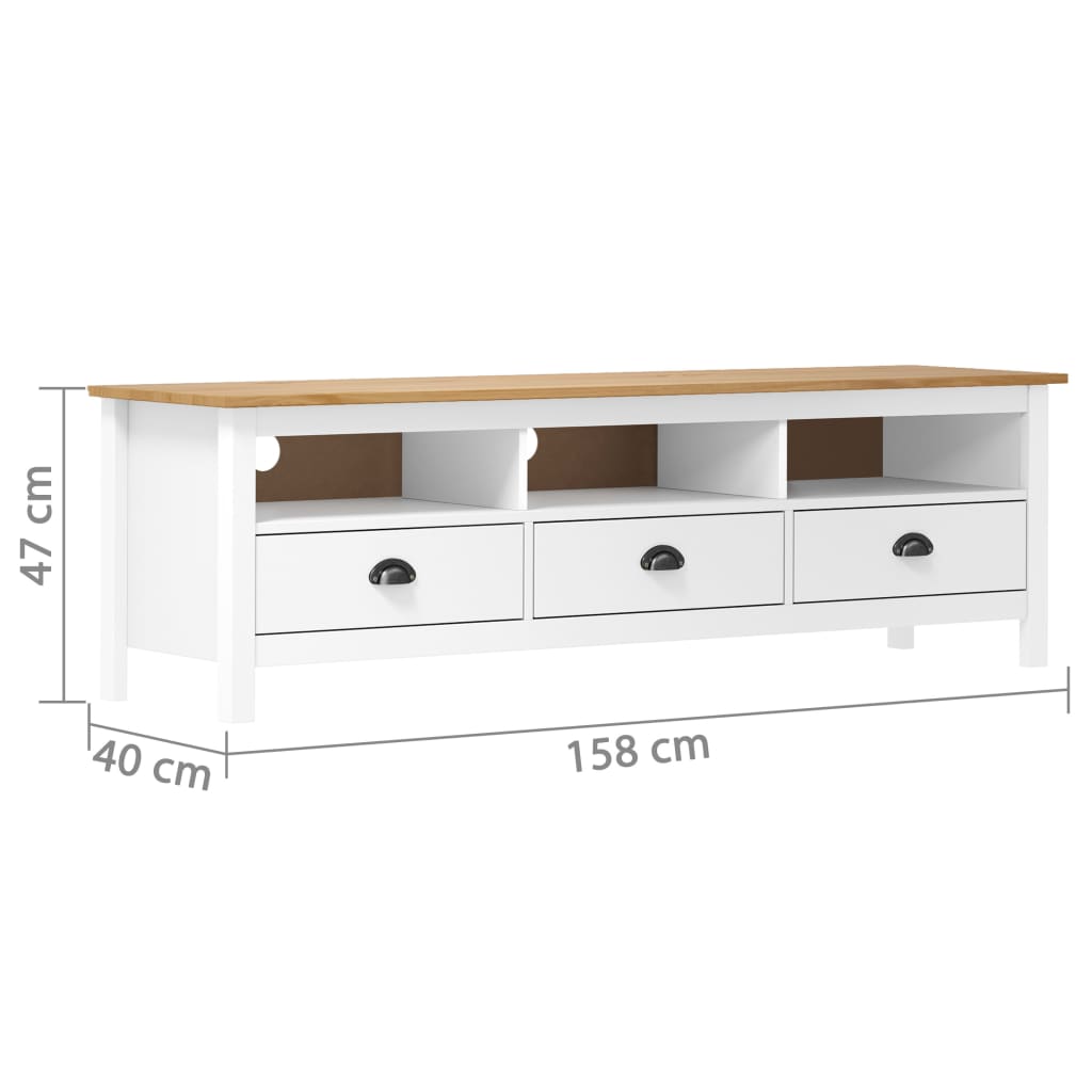 TV-Schrank Hill Range Weiß 158×40×47 cm Kiefer Massivholz
