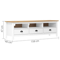 Thumbnail for TV-Schrank Hill Range Weiß 158×40×47 cm Kiefer Massivholz