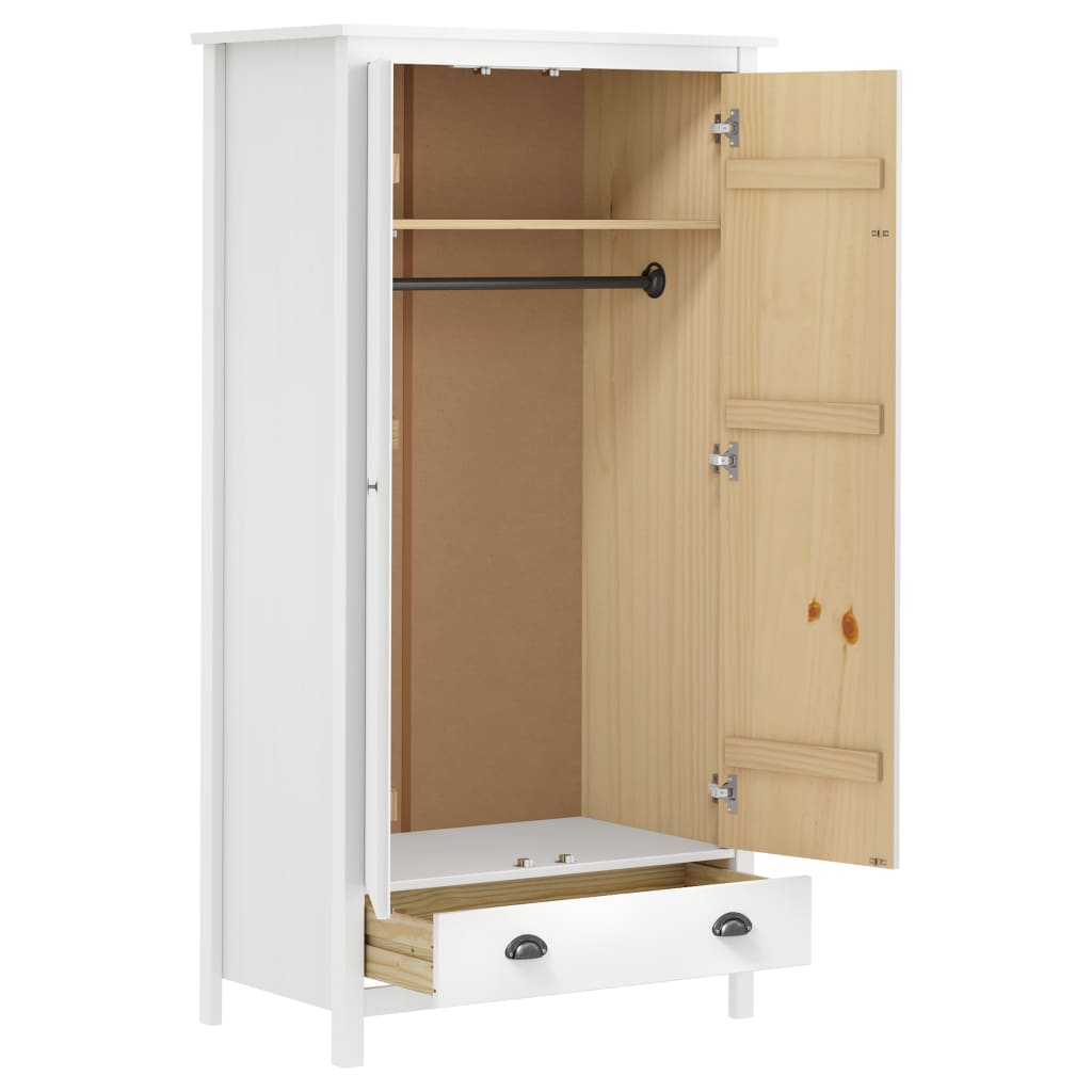 Kleiderschrank mit 2 Türen Hill Range Weiß 89x50x170 cm Kiefer