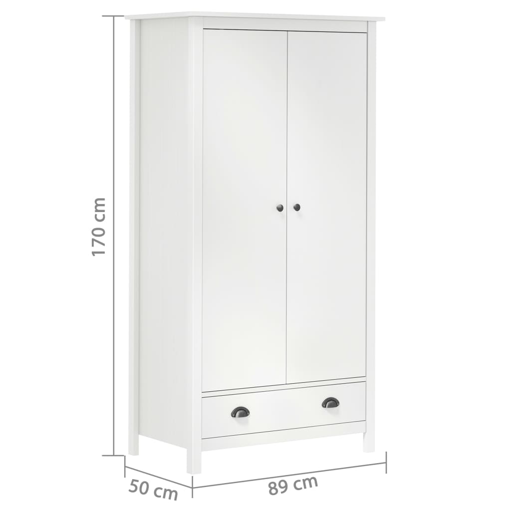 Kleiderschrank mit 2 Türen Hill Range Weiß 89x50x170 cm Kiefer