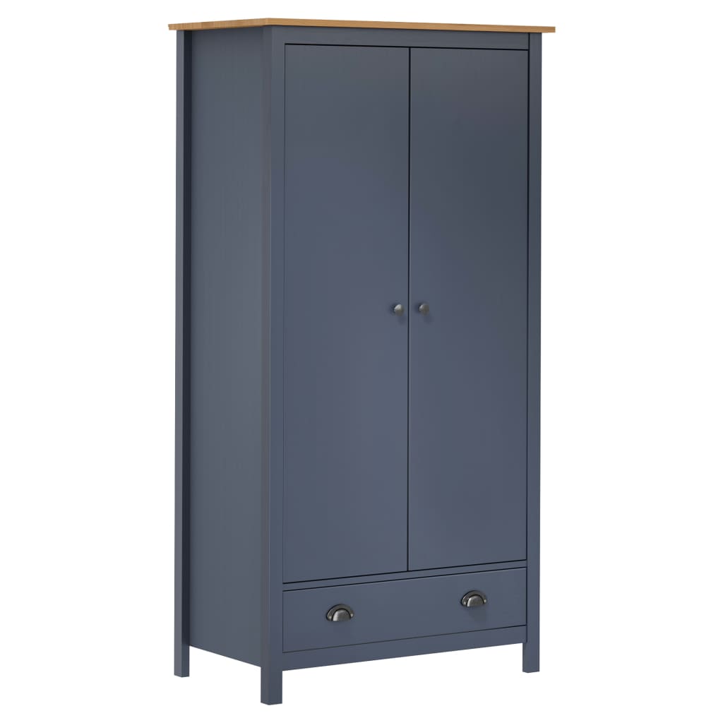 Kleiderschrank mit 2 Türen Hill Grau 89x50x170 cm Kiefernholz