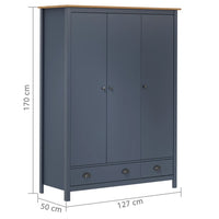Thumbnail for Kleiderschrank mit 3 Türen Hill Grau 127x50x170 cm Kiefernholz