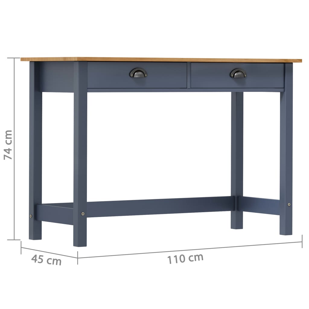 Konsolentisch mit 2 Schubladen Grau 110×45×74 cm Kiefernholz