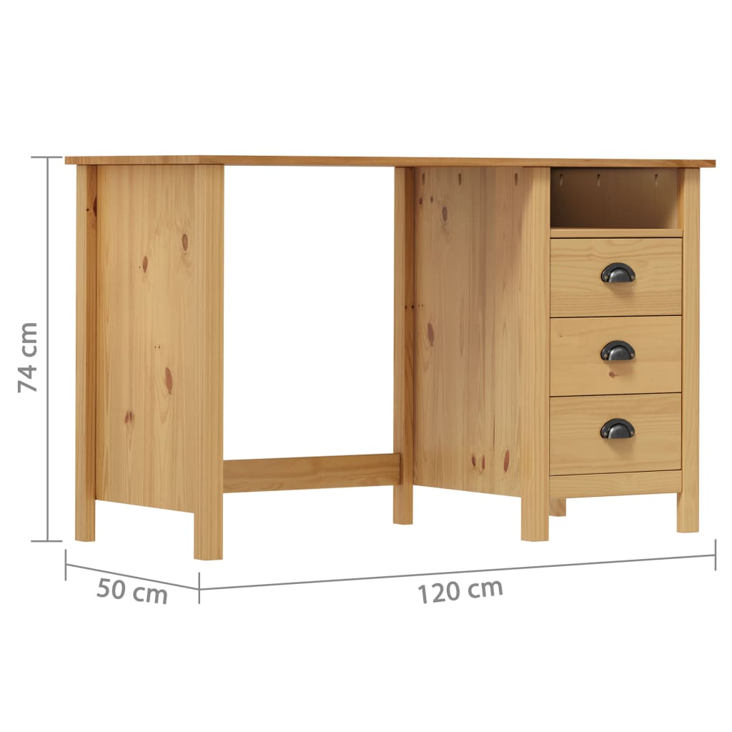 Schreibtisch mit 3 Schubladen 120×50×74 cm Massivholz Kiefer