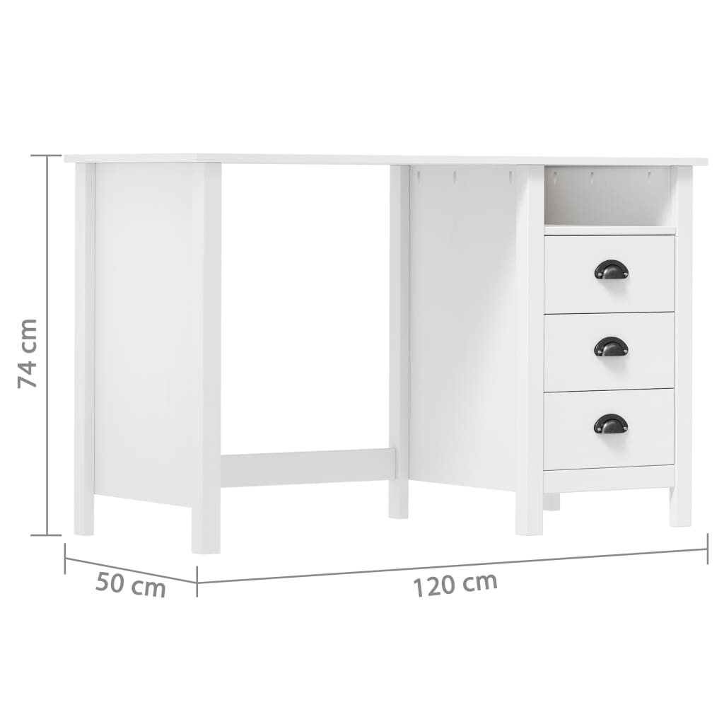 Schreibtisch mit 3 Schubladen 120×50×74 cm Massivholz Kiefer