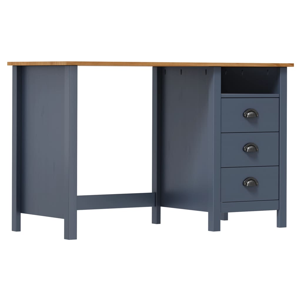 Schreibtisch 3 Schubladen Grau 120×50×74 cm Massivholz Kiefer
