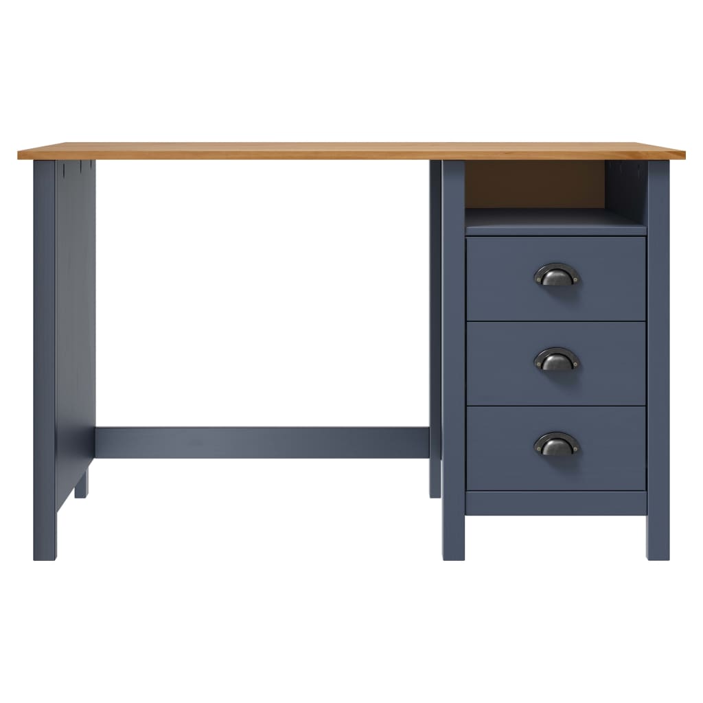 Schreibtisch 3 Schubladen Grau 120×50×74 cm Massivholz Kiefer